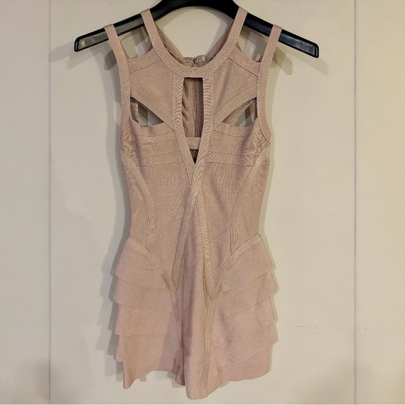 Celeb Boutique Sexy Date Night Bodycon Bandage Tan Brown Dress Small - like  new